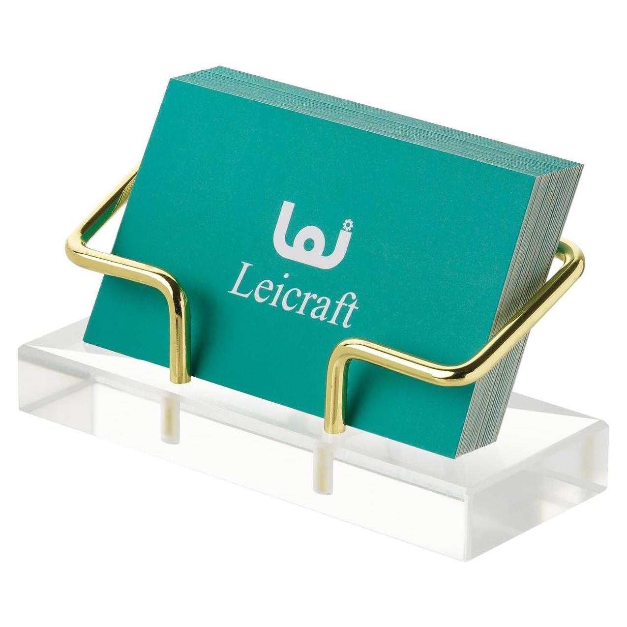 Soporte para Tarjetas de Visita Leicraft Dorado - Acrílico y Metal