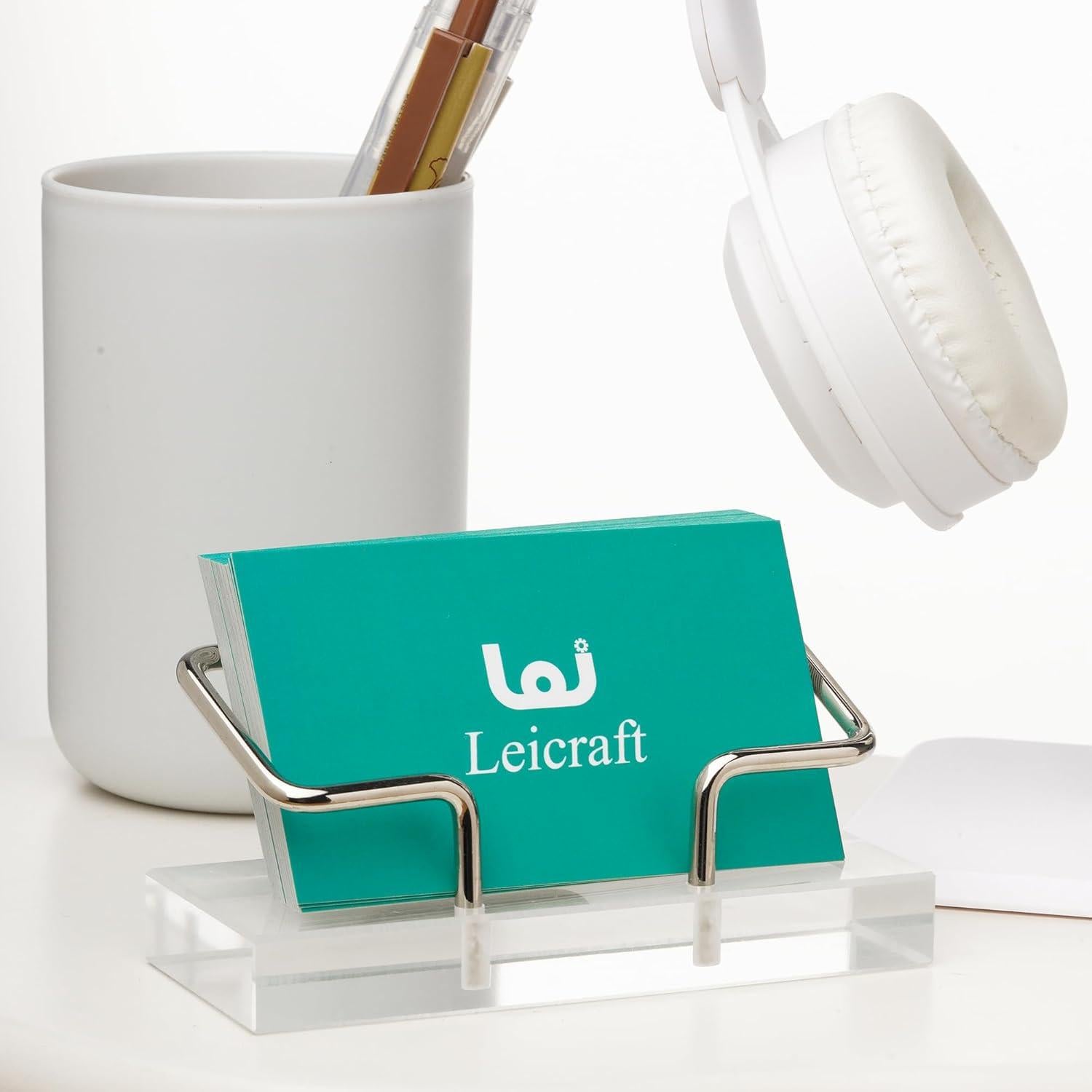 Soporte para Tarjetas de Visita Leicraft Dorado - Acrílico y Metal