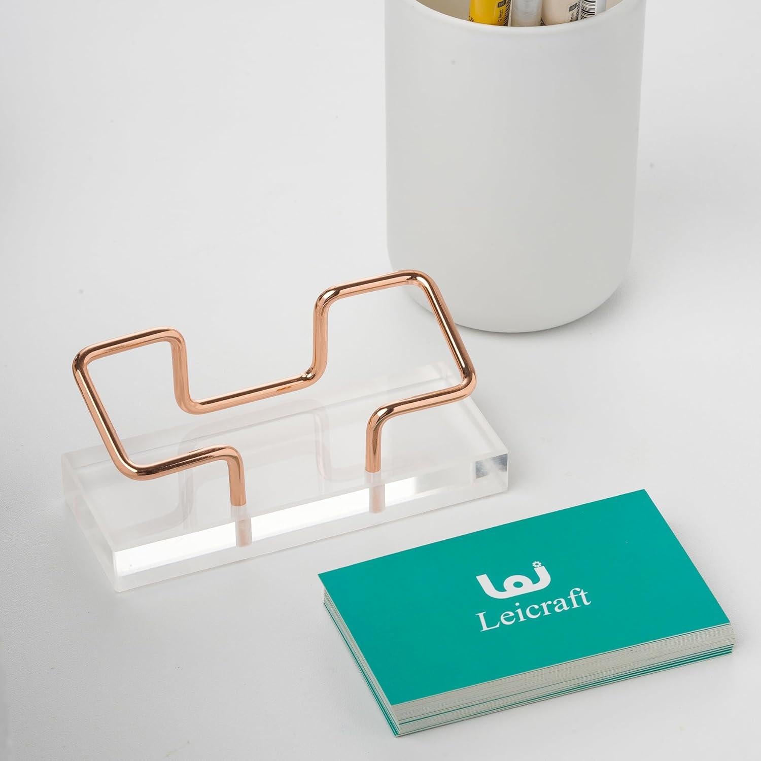 Soporte para Tarjetas de Visita Leicraft Dorado - Acrílico y Metal