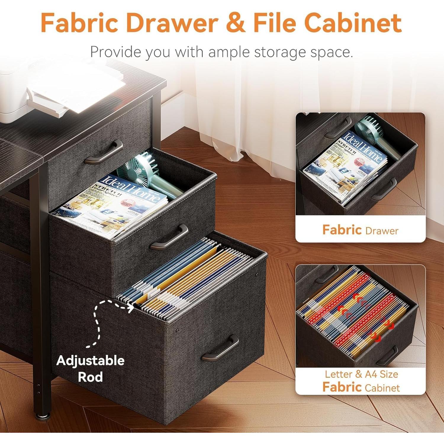 Escritorio Casaottima 120 cm con Cajones de Tela y Archivador