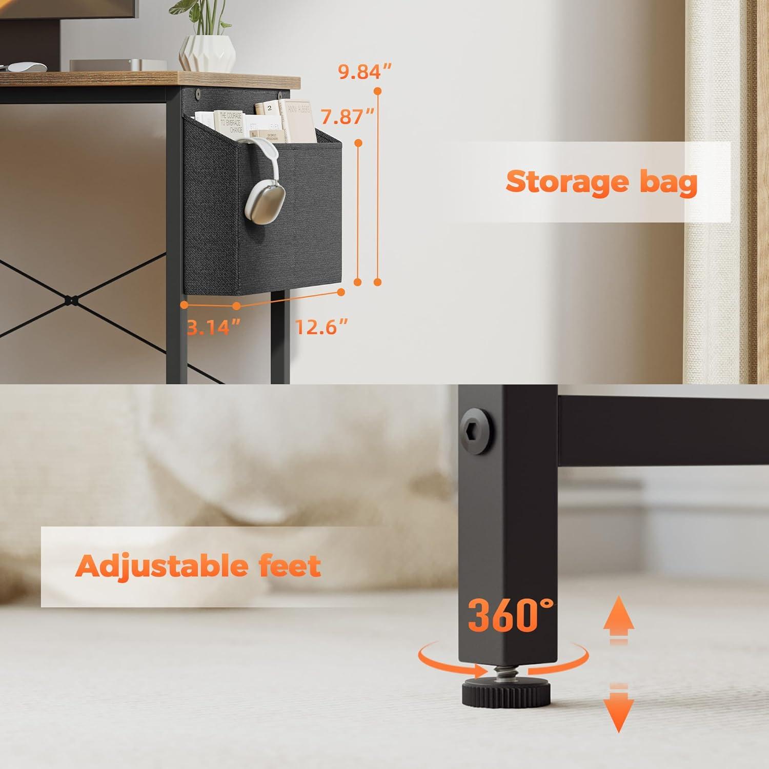 Escritorio en L Mericonia 101.6 cm con tomacorrientes y estantes