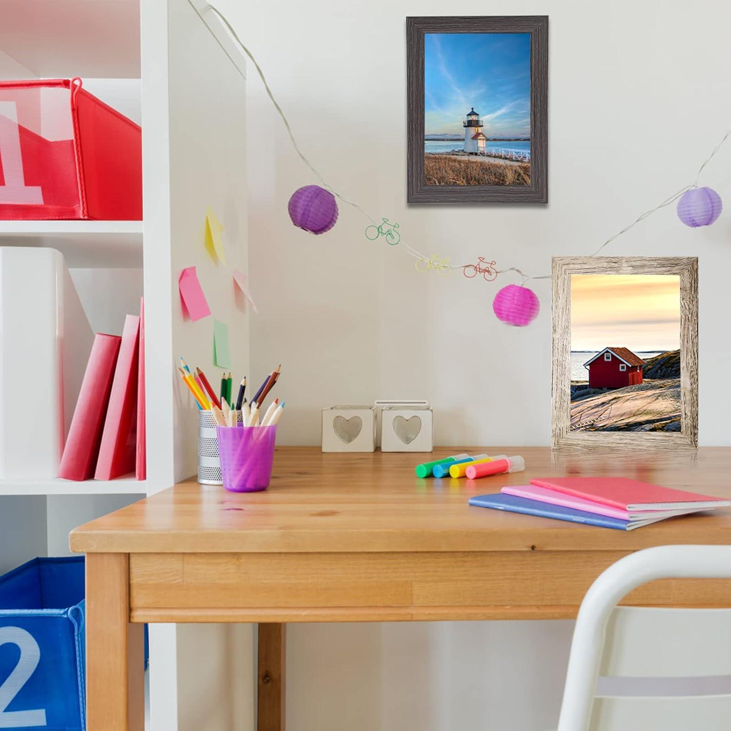 Juego de 8 Marcos de Fotos Aibala 10x15 cm Madera Rústica