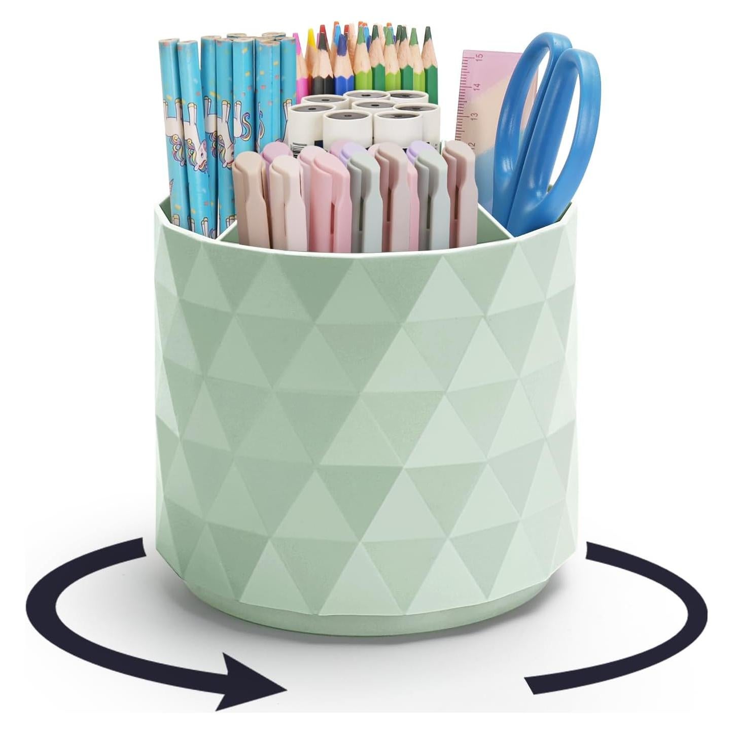 Organizador de Escritorio Minimaliving Verde 5 Compartimentos Rotativo