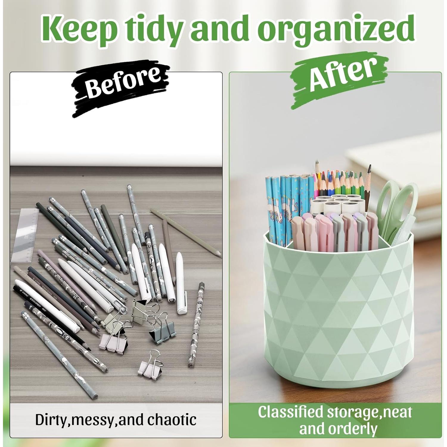 Organizador de Escritorio Minimaliving Verde 5 Compartimentos Rotativo