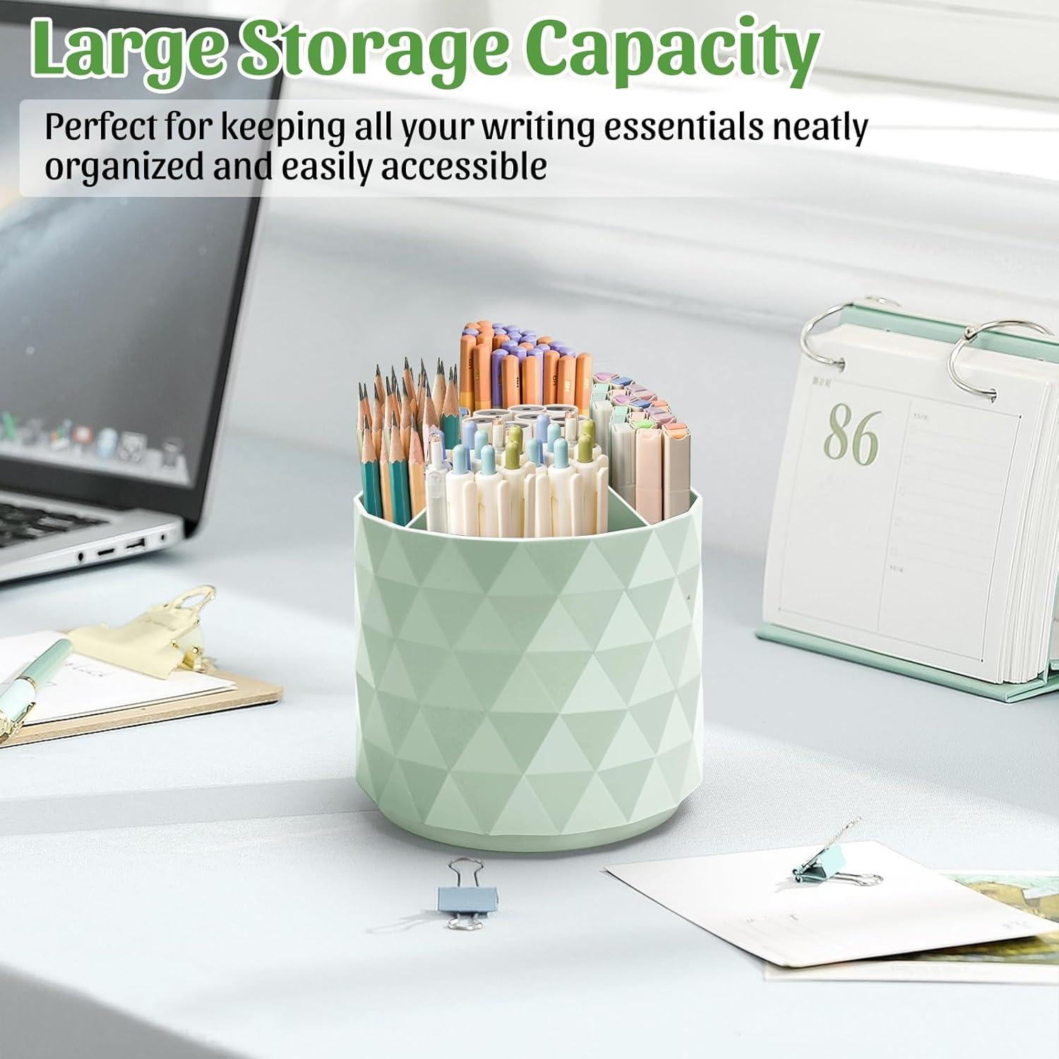 Organizador de Escritorio Minimaliving Verde 5 Compartimentos Rotativo