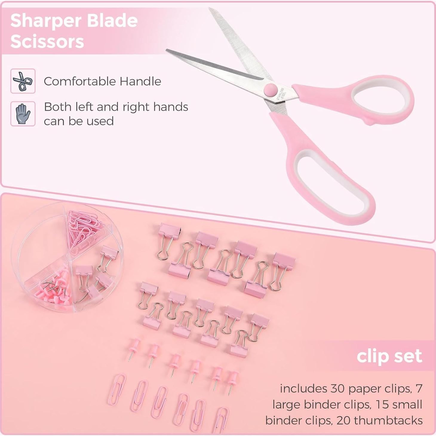 Set de Accesorios de Escritorio SKYDUE Rosa con Grapadora y Cinta