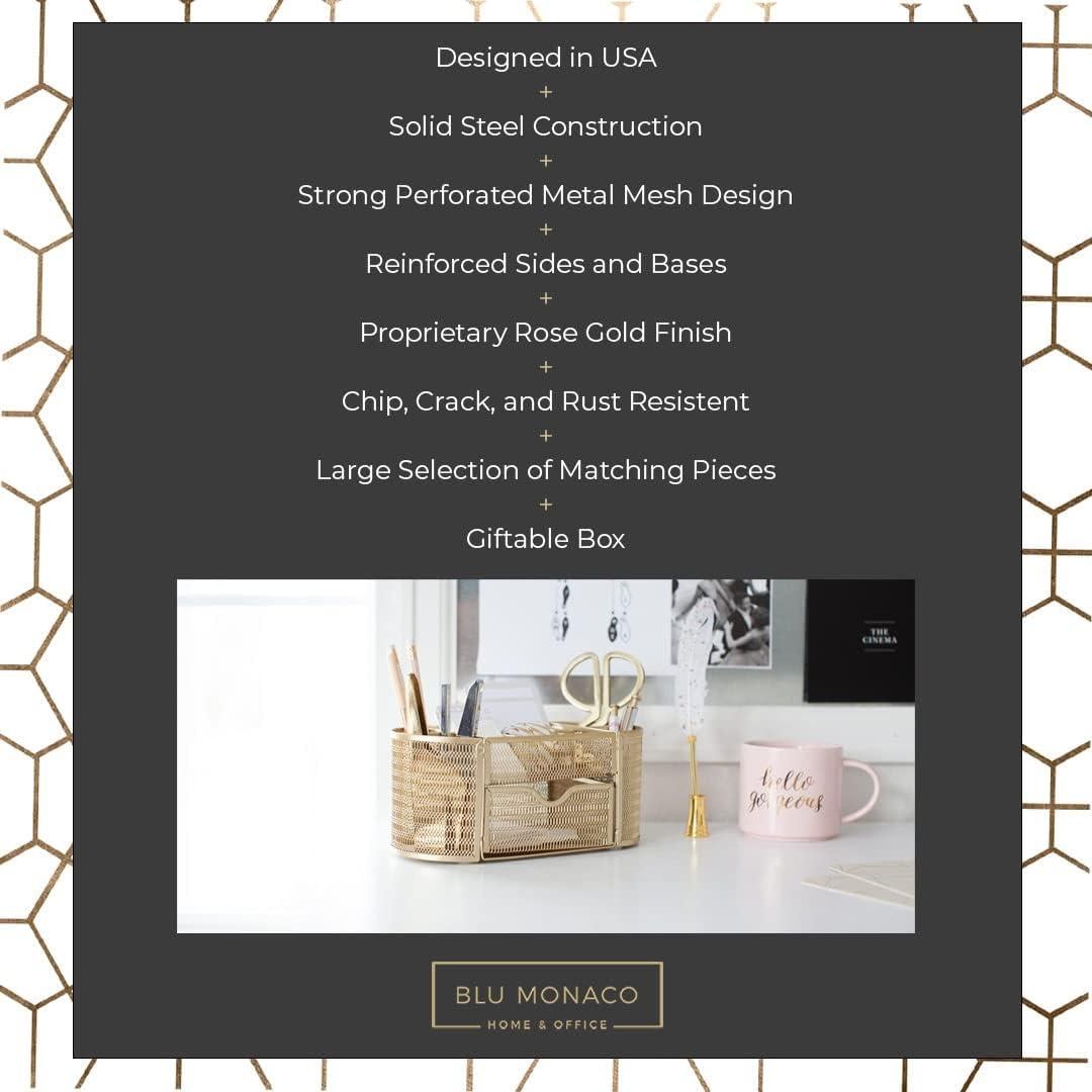 Organizador de Escritorio BLU MONACO Dorado - 8 Compartimentos