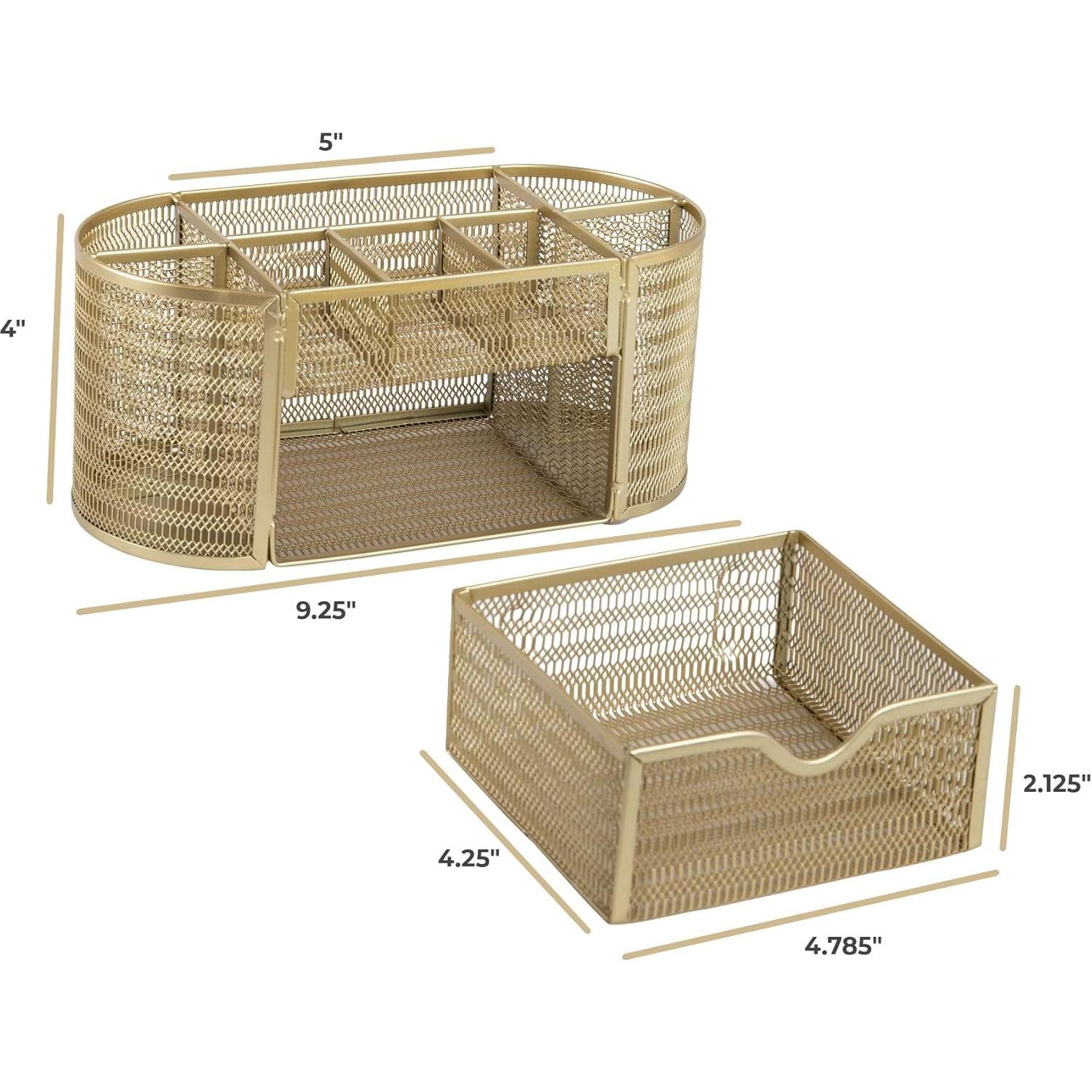 Organizador de Escritorio BLU MONACO Dorado - 8 Compartimentos