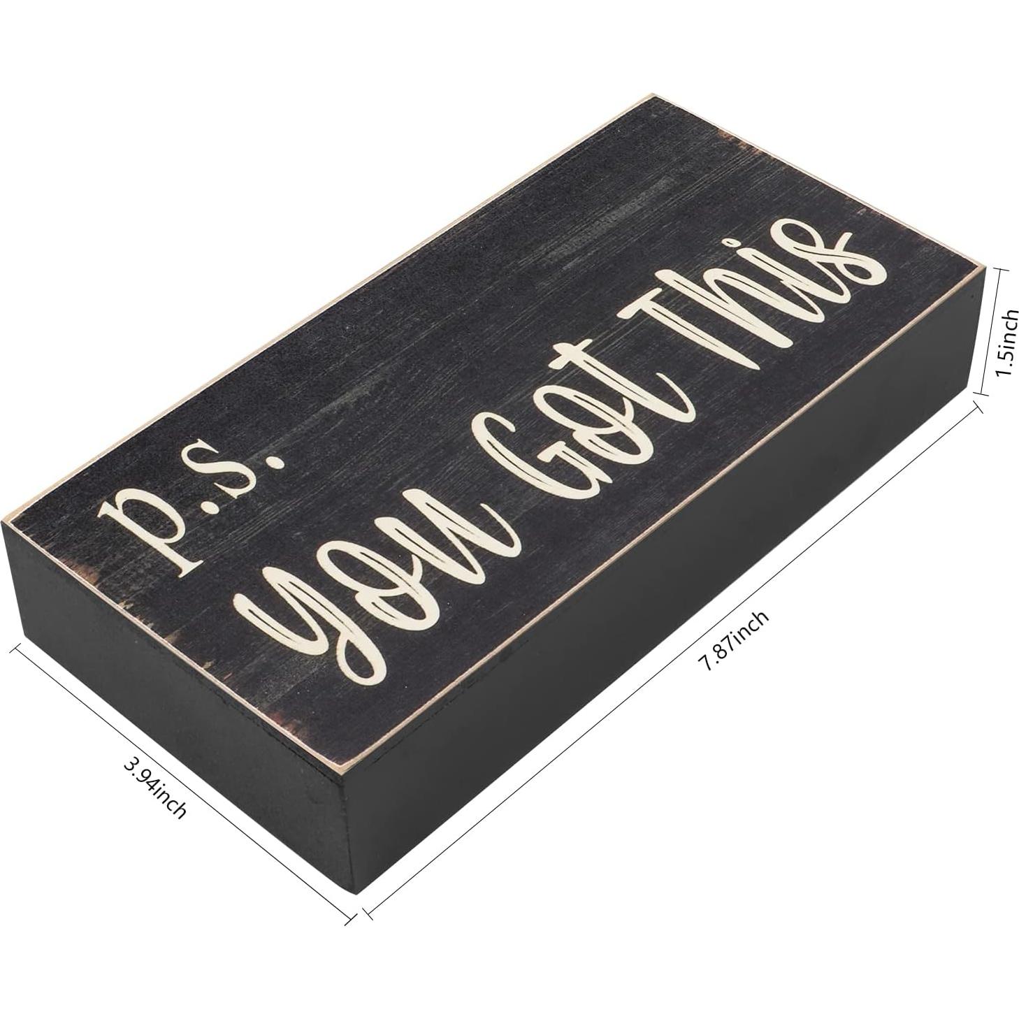 Cartel Motivacional Esur P.S. Tú Puedes - Decoración Negra 20x10 cm