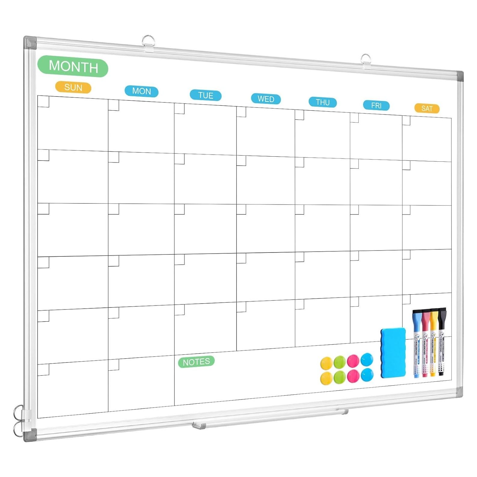 Calendario de Pizarra Blanca Doble Cara WALGLASS 91x61 cm