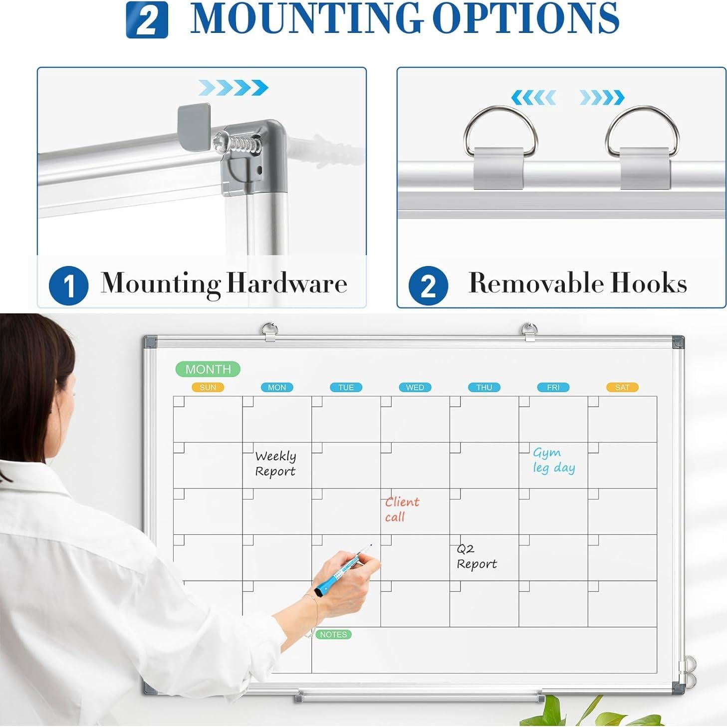 Calendario de Pizarra Blanca Doble Cara WALGLASS 91x61 cm