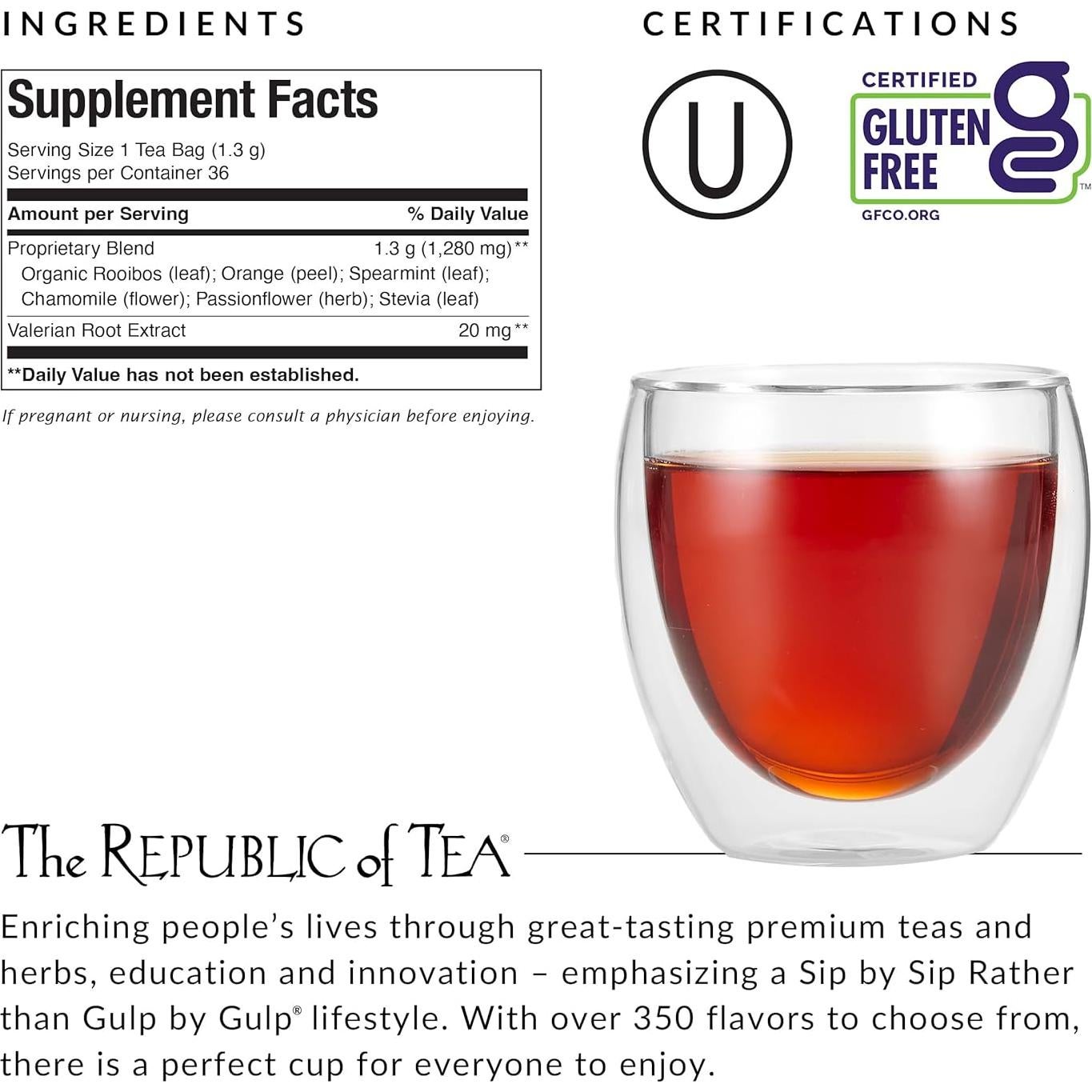 Té de Hierbas La República del Té Zzz's Sin Cafeína 36 Bolsitas