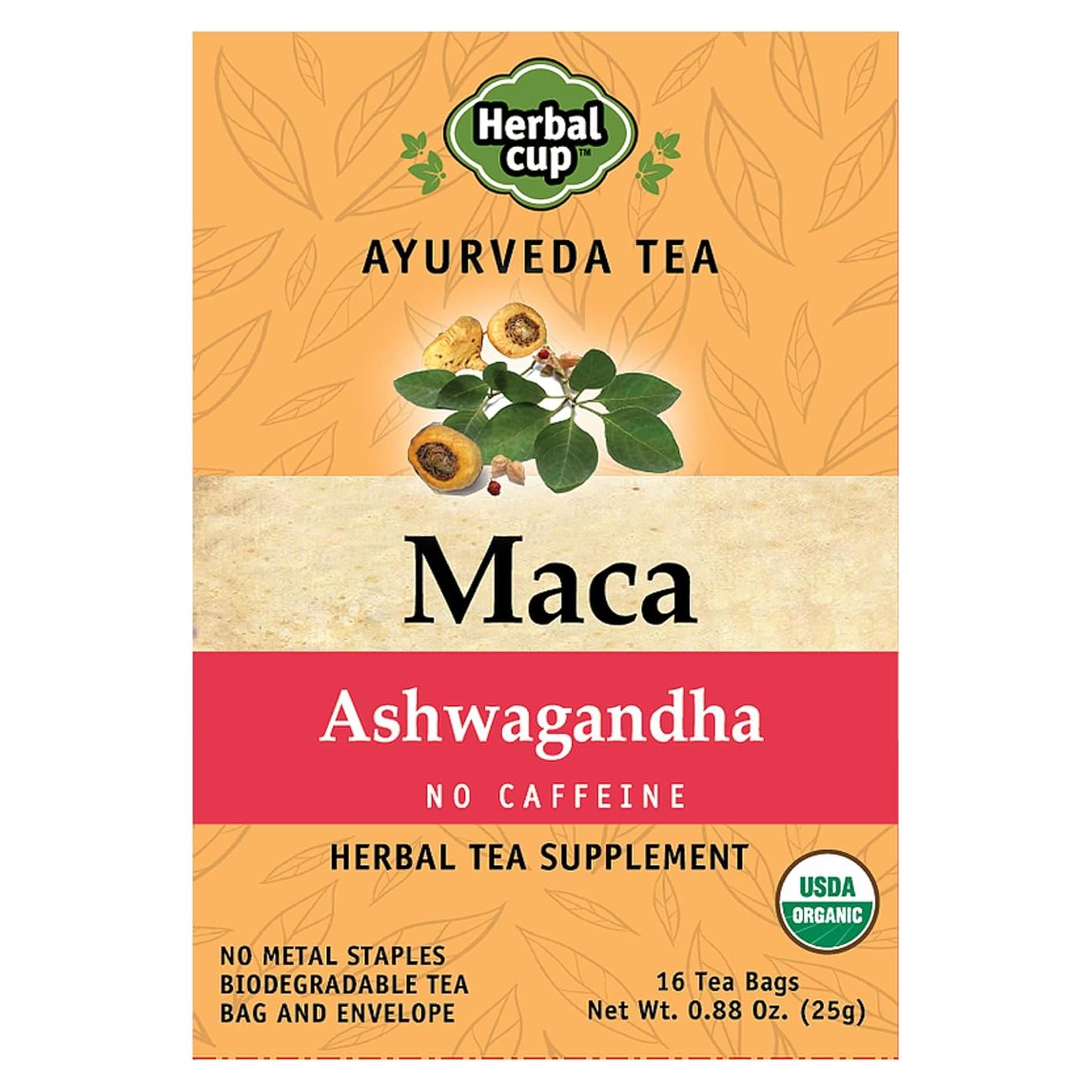 Té Herbal Cup Maca y Ashwagandha Orgánico Sin Cafeína 16 Bolsitas