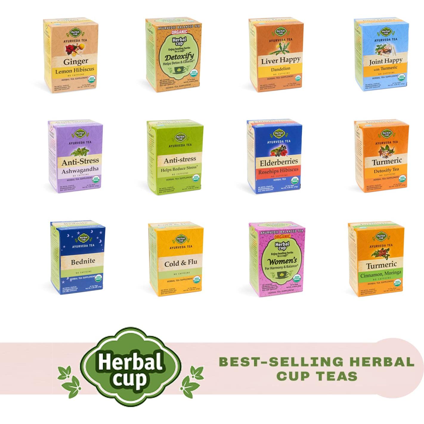 Té de Cúrcuma Orgánica Herbal Cup con Jengibre y Pimienta Negra - 16 Bolsitas