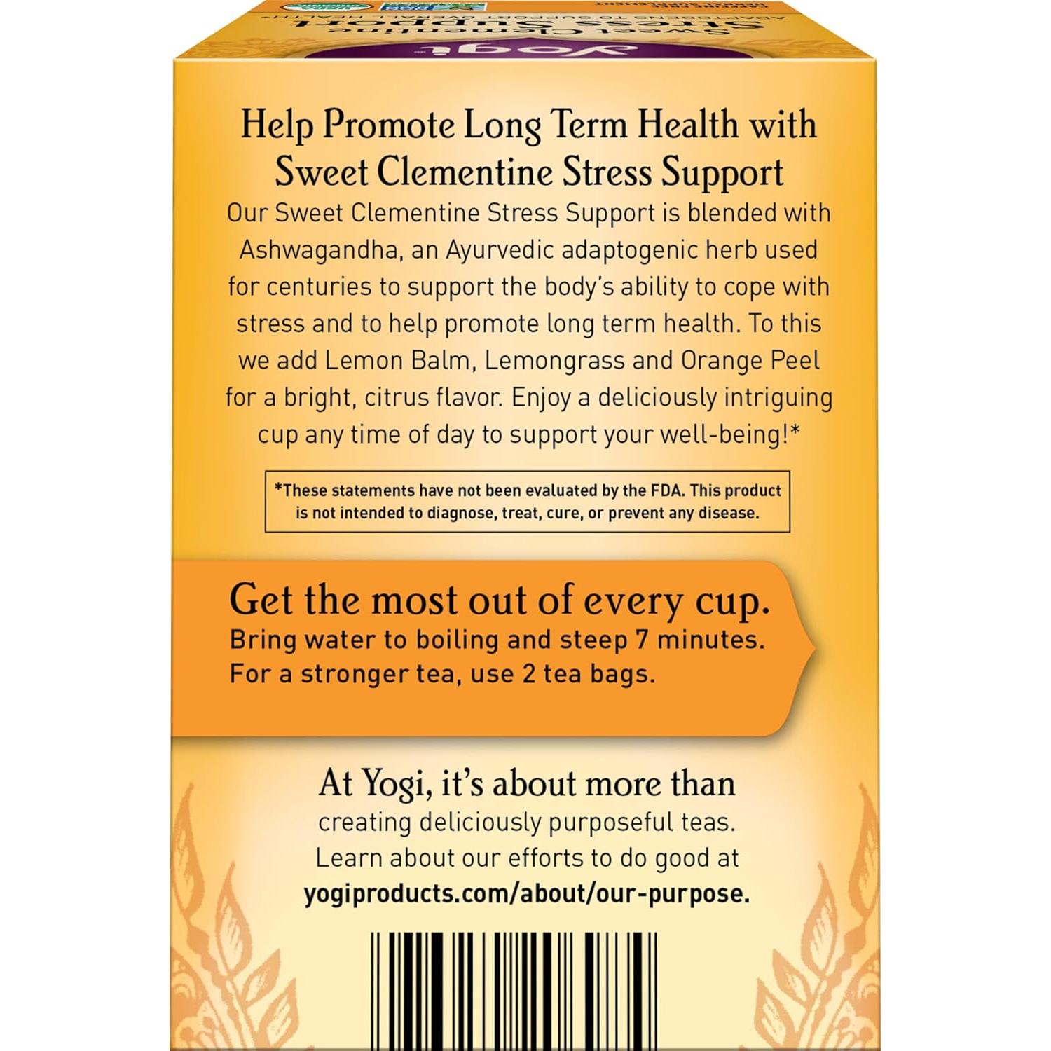 Té Herbal Yogi Dulce Clementina 64 Bolsitas - Apoyo al Estrés