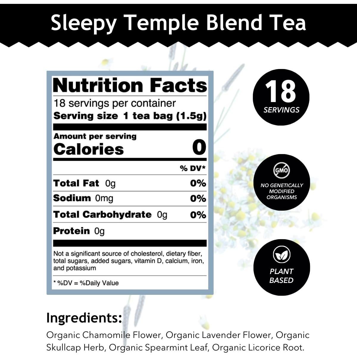 Té Herbal Orgánico Buddha Teas Mezcla Templada para Dormir 18 Bolsitas