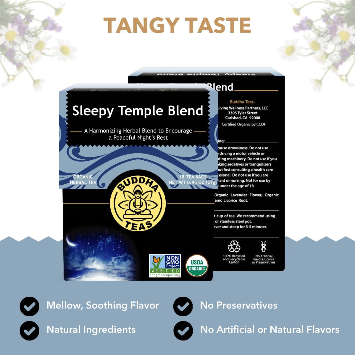 Té Herbal Orgánico Buddha Teas Mezcla Templada para Dormir 18 Bolsitas