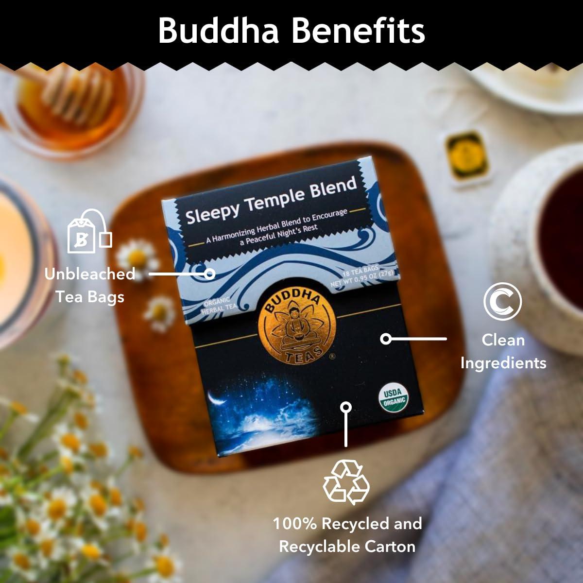 Té Herbal Orgánico Buddha Teas Mezcla Templada para Dormir 18 Bolsitas