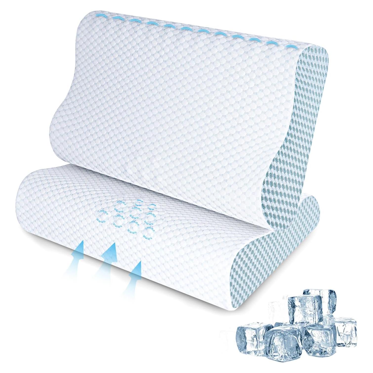 Almohadas de Cuello Espuma de Memoria BEDCOOL 2 Pack Azul