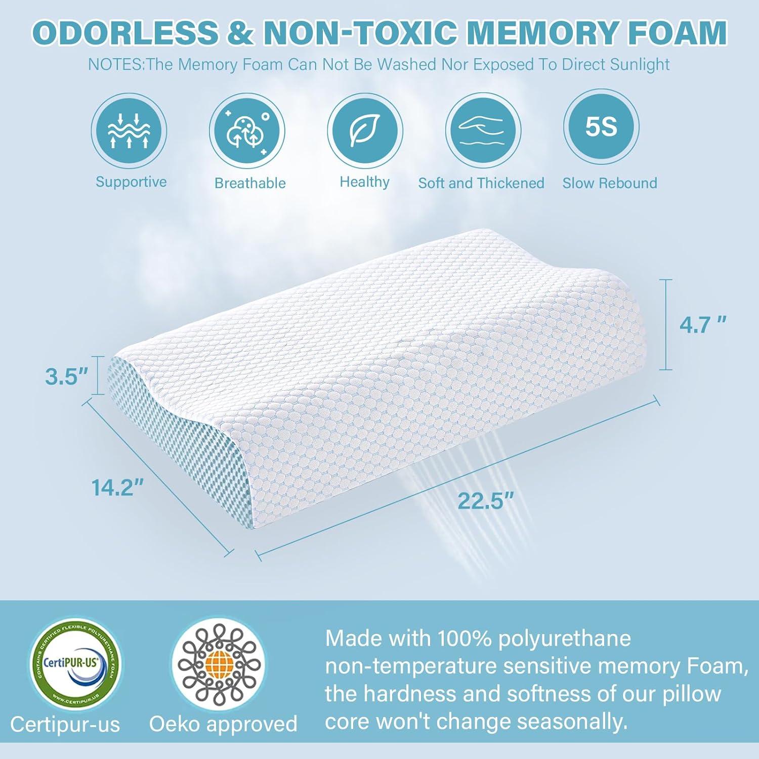 Almohadas de Cuello Espuma de Memoria BEDCOOL 2 Pack Azul