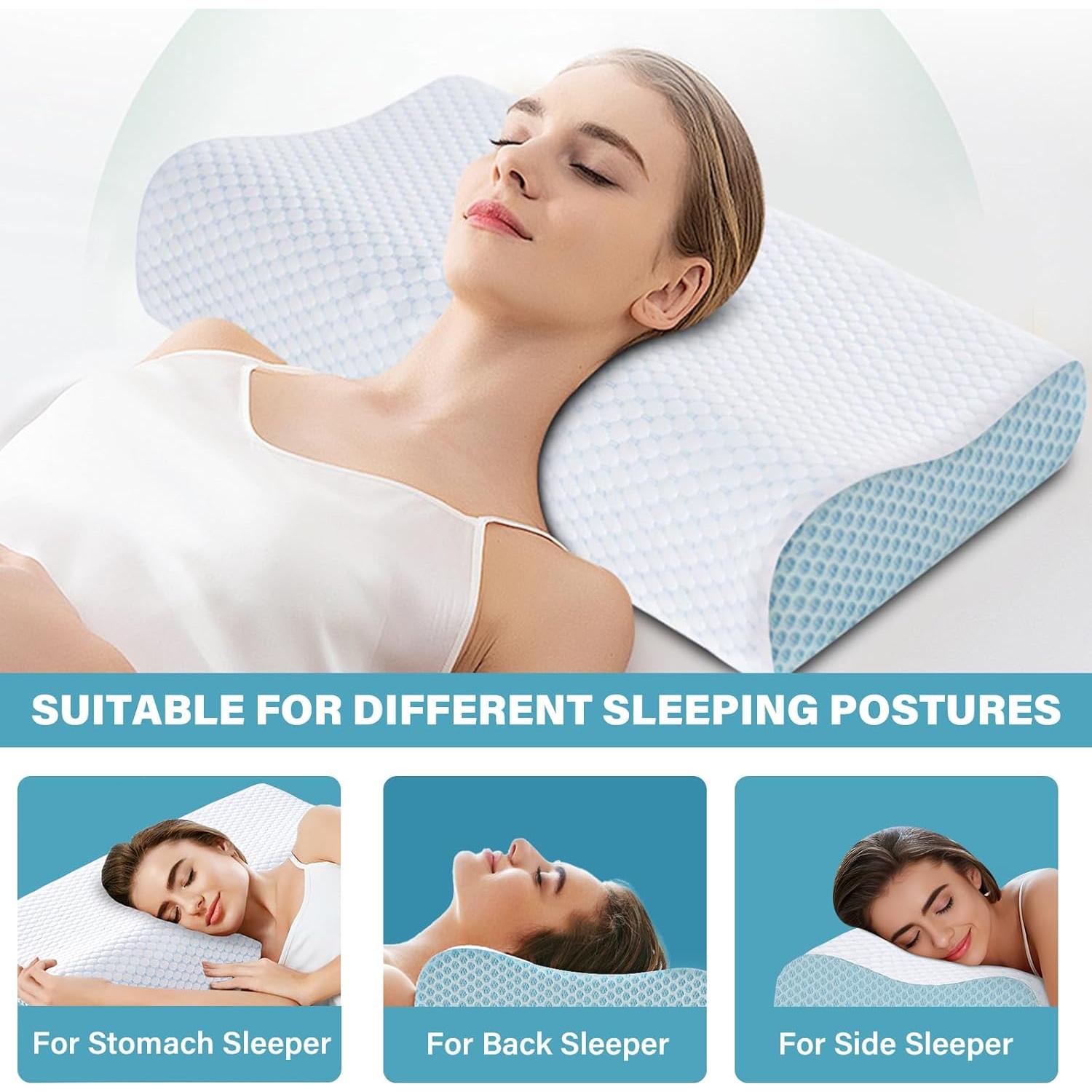 Almohadas de Cuello Espuma de Memoria BEDCOOL 2 Pack Azul