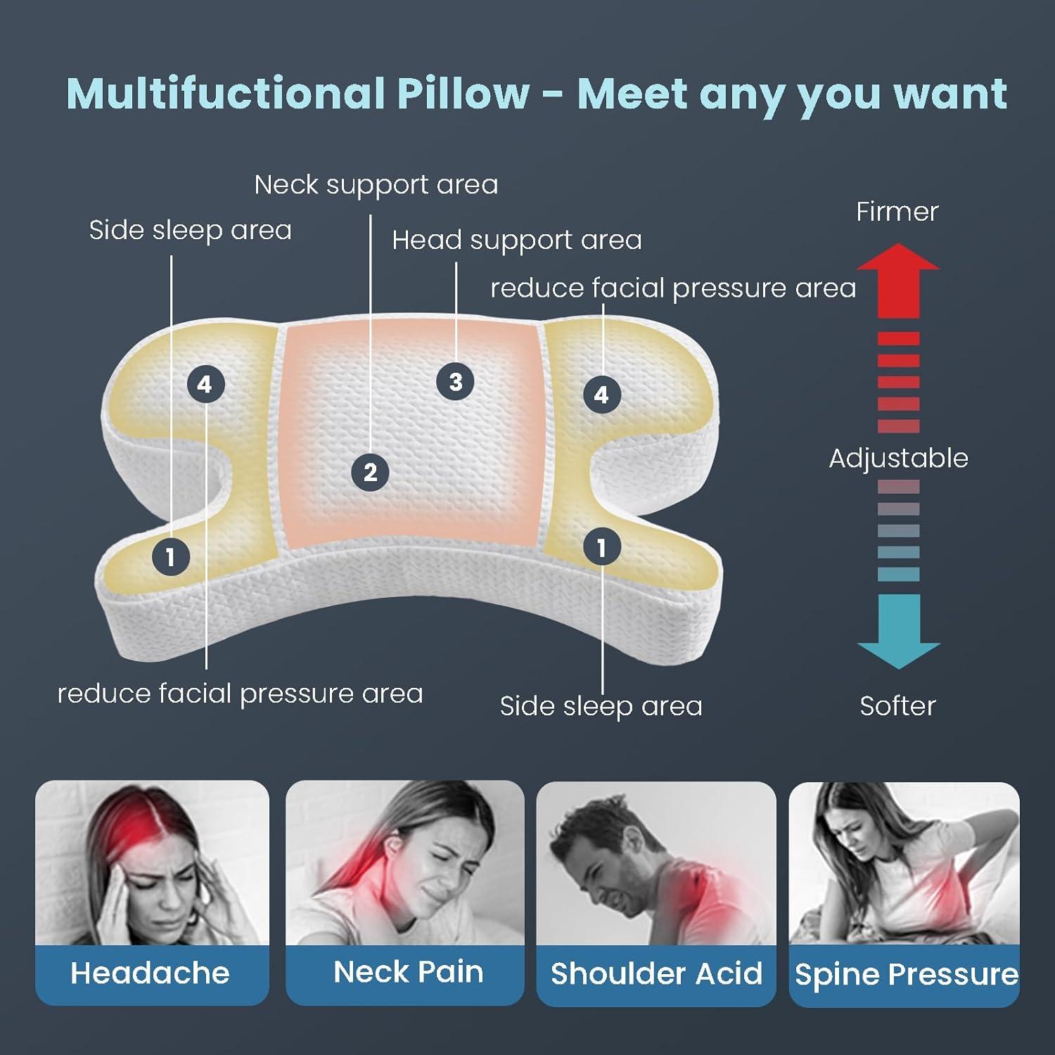 Almohada Anti Arrugas HooLaxify Reina Espuma Viscoelástica Ajustable