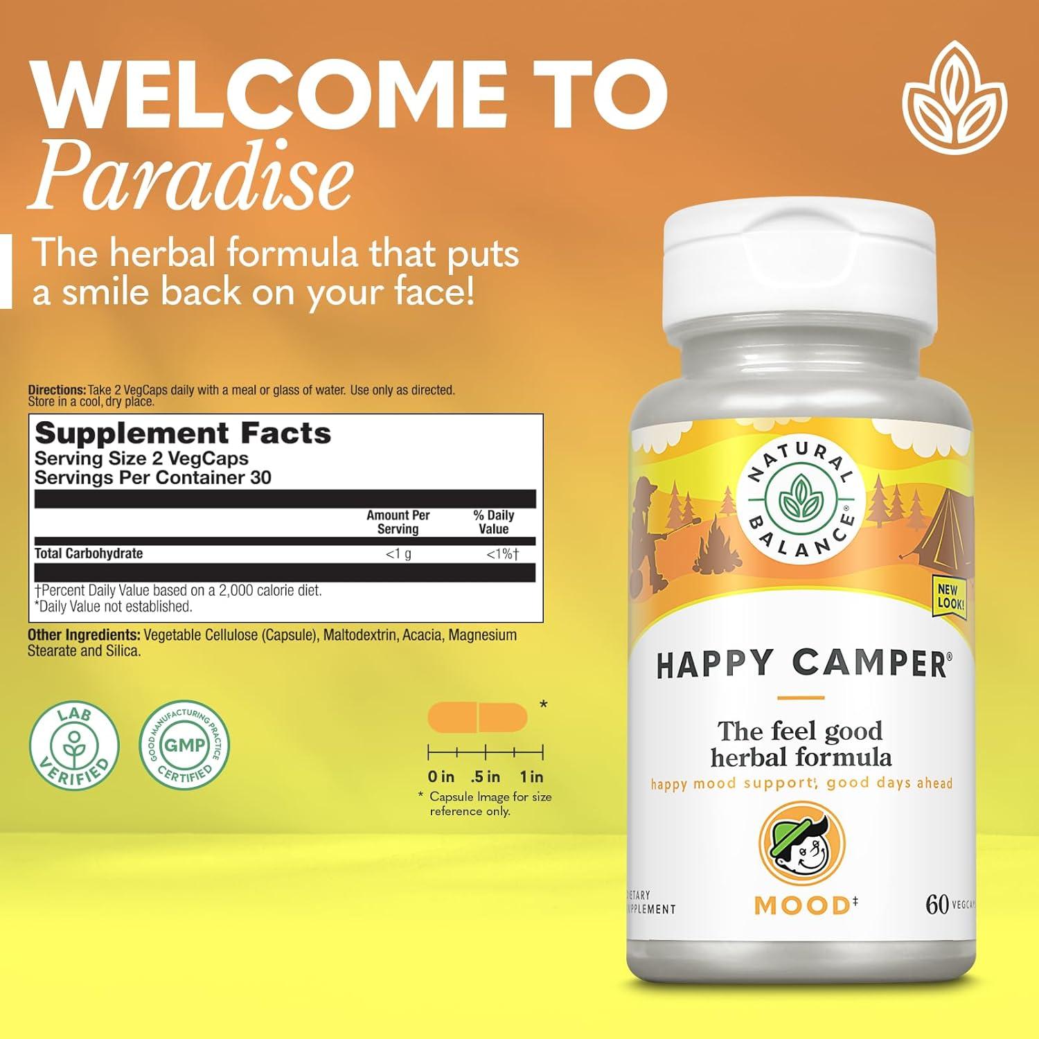 Suplemento Natural Balance Happy Camper - 60 VegCaps de Kava Kava