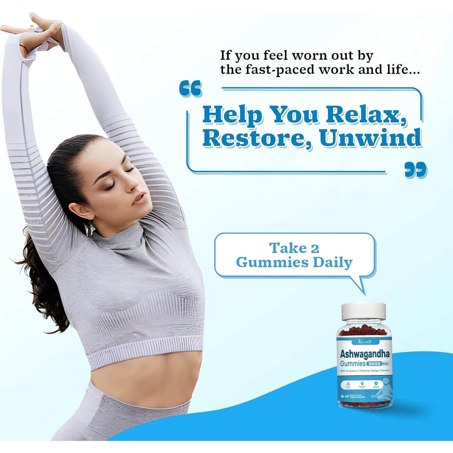 Gomitas de Ashwagandha Vazatisi 60ct Veganas Sin OGM Gluten