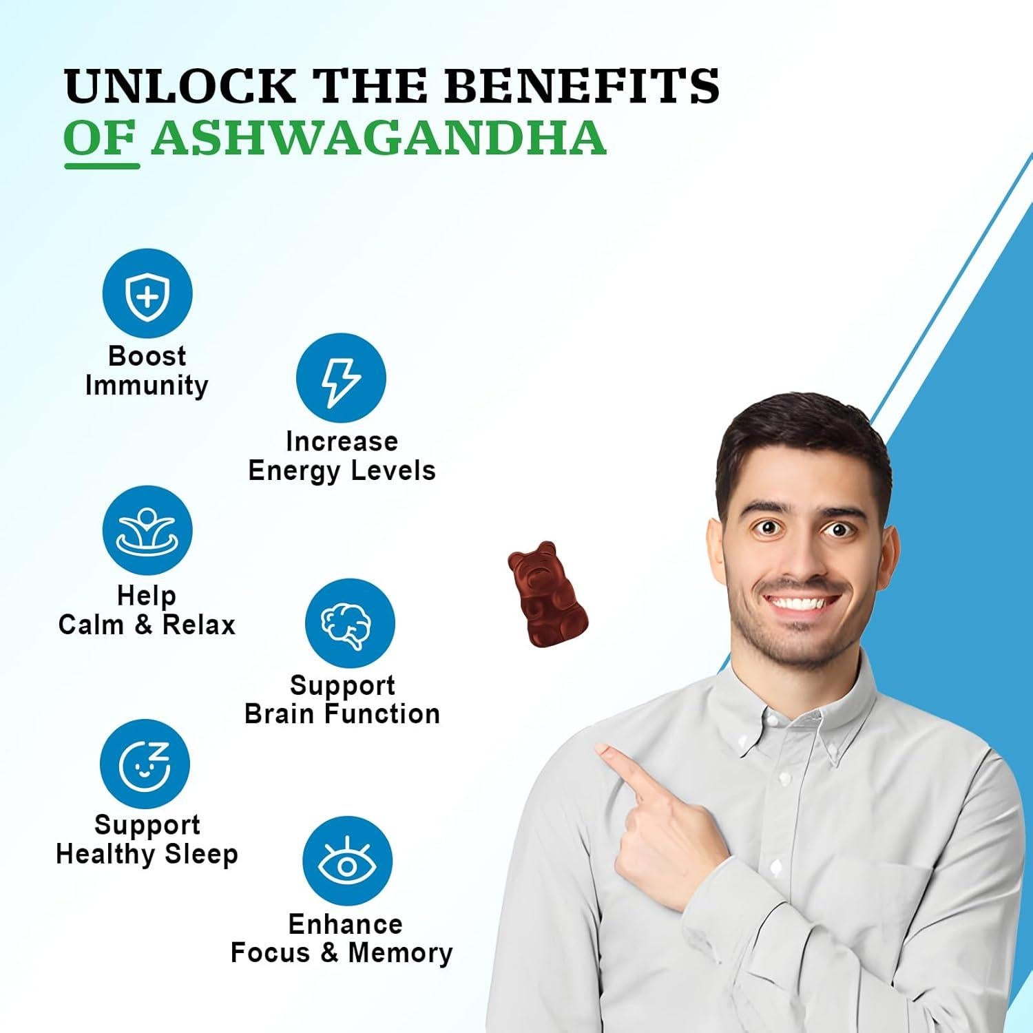 Gomitas de Ashwagandha Vazatisi 60ct Veganas Sin OGM Gluten