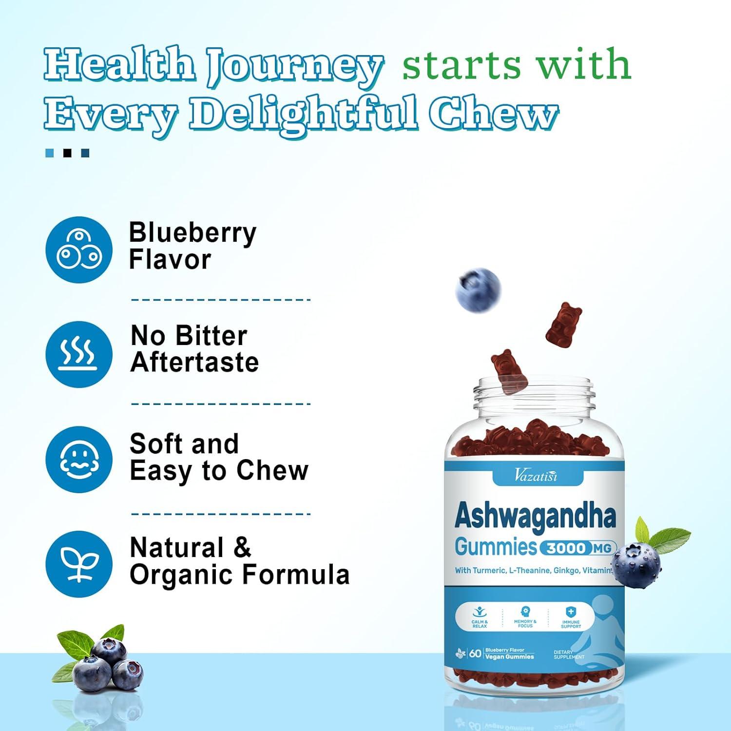 Gomitas de Ashwagandha Vazatisi 60ct Veganas Sin OGM Gluten