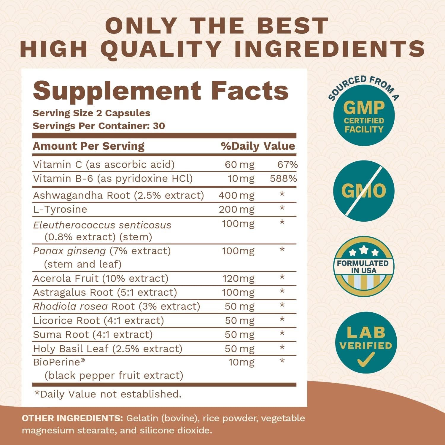 Suplemento Apoyo Adrenal Nature Bytes 91g - Ashwagandha y Vitaminas B