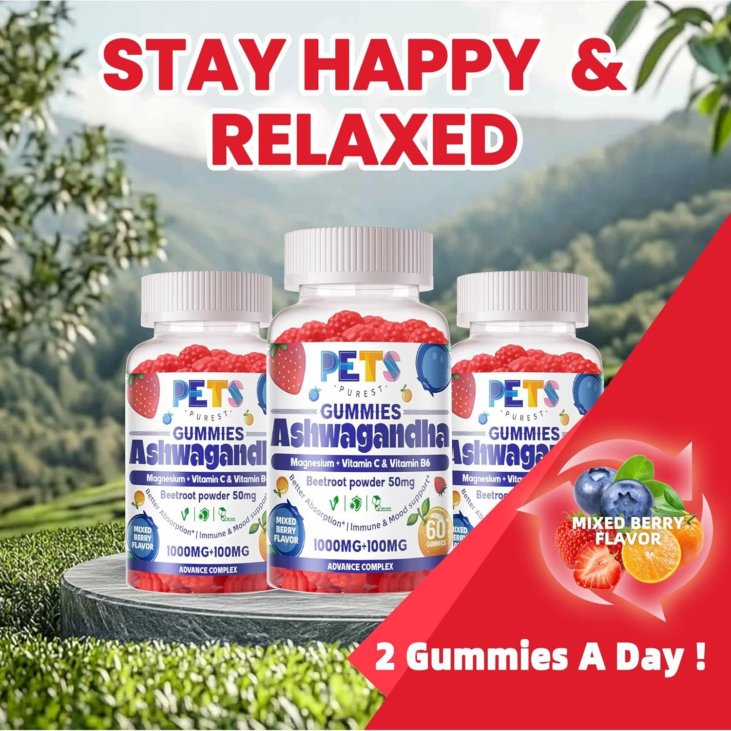 Gomitas de Ashwagandha y Vitamina D3 Pets Purest 120g