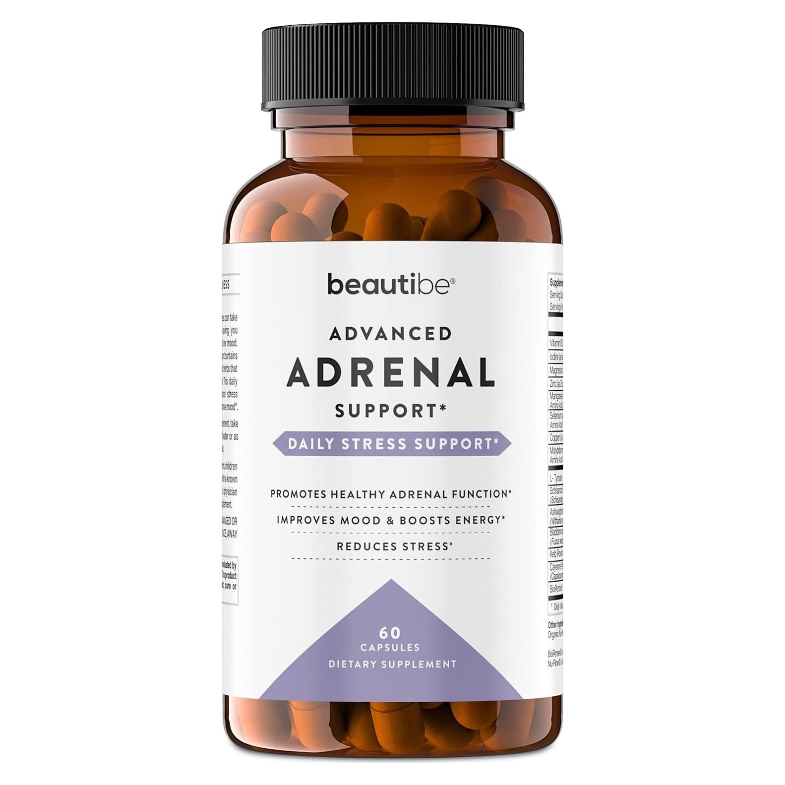Suplemento Natural de Soporte Adrenal BeautiBe - 60 Cápsulas Veganas