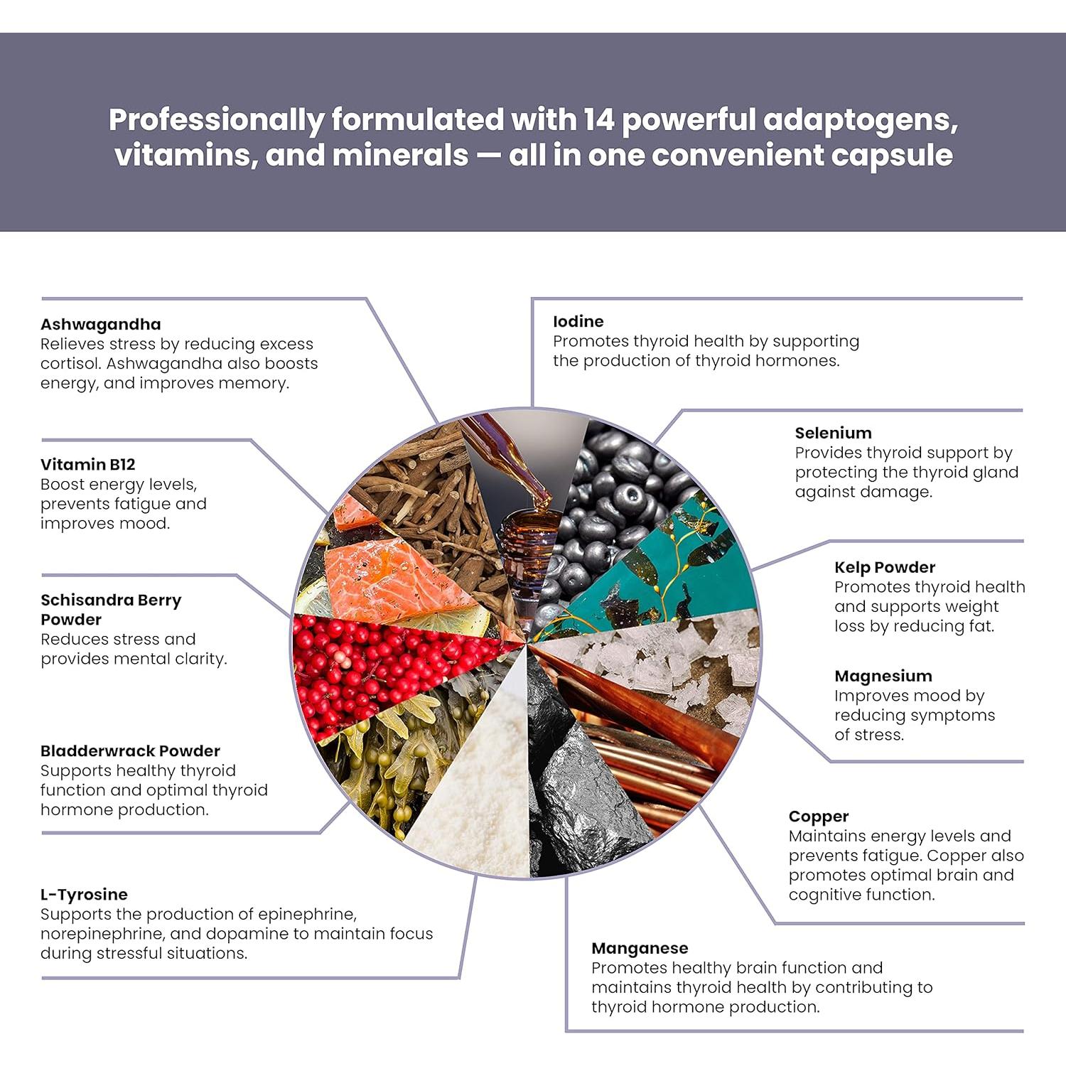 Suplemento Natural de Soporte Adrenal BeautiBe - 60 Cápsulas Veganas