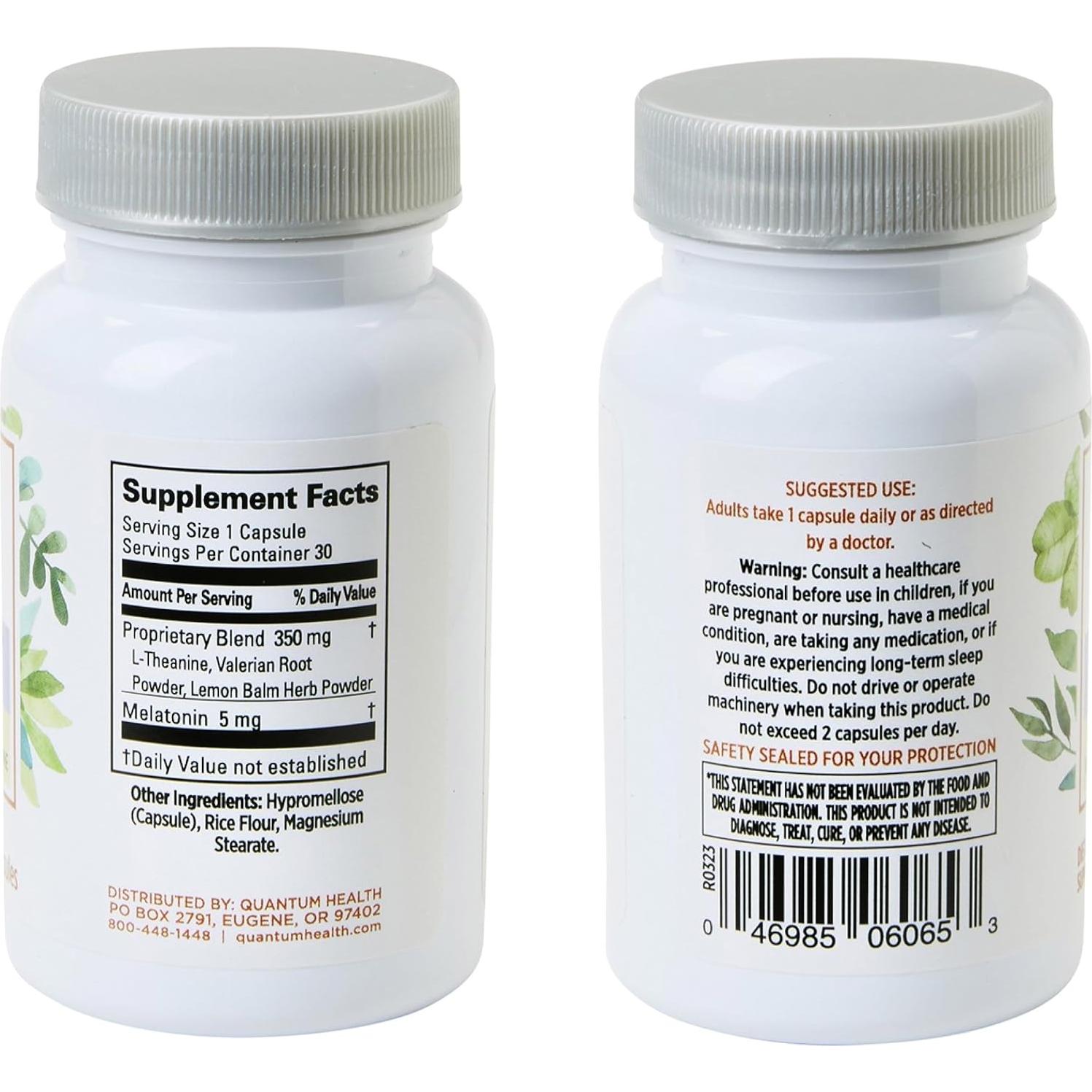 Suplemento de Sueño Quantum Health 5mg Melatonina 30 Cápsulas