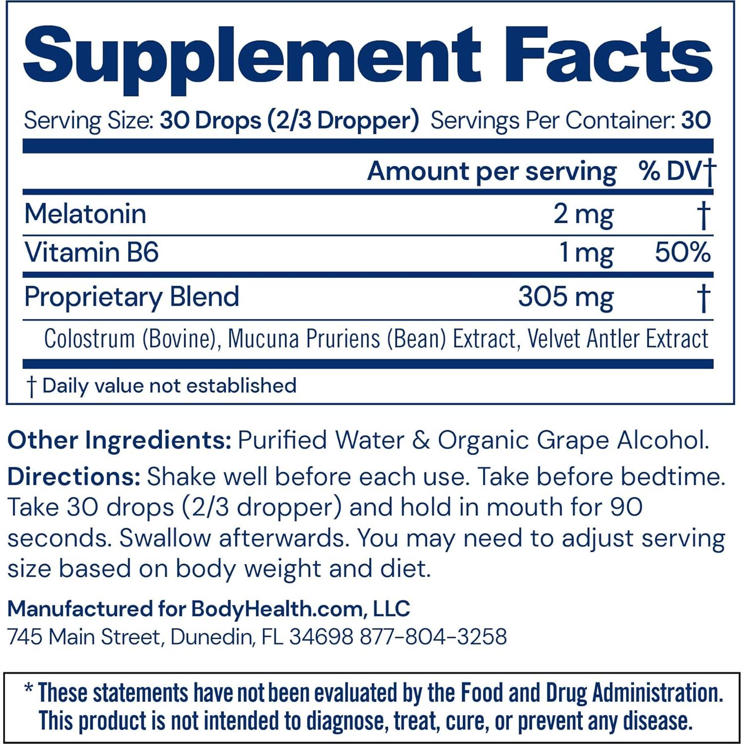 Suplemento Natural para Dormir BodyHealth Optimum Sleep Assist - 30 Porciones