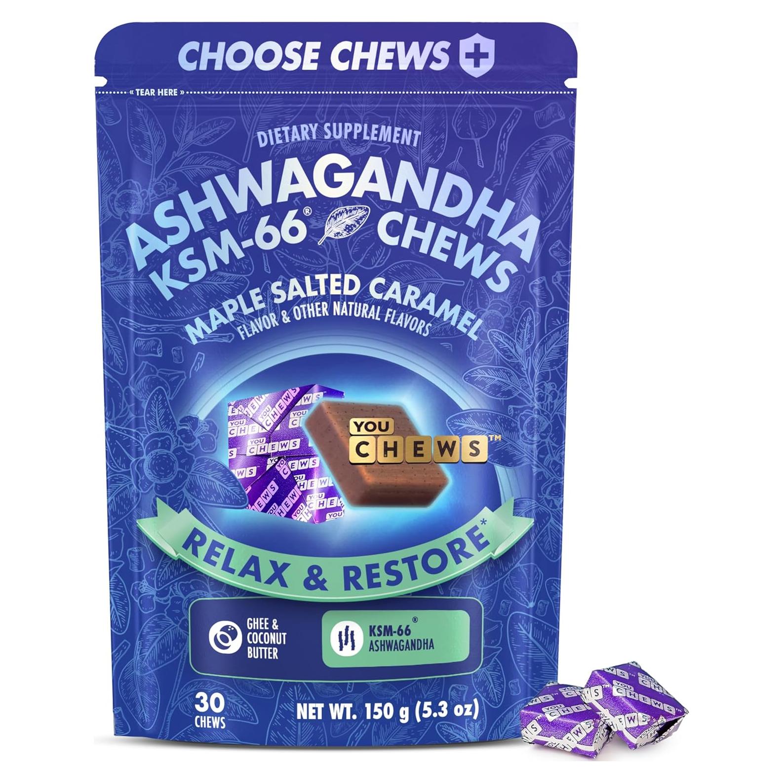 Caramelos de Ashwagandha KSM-66 YouChews 30 Unidades Sabor Caramelo