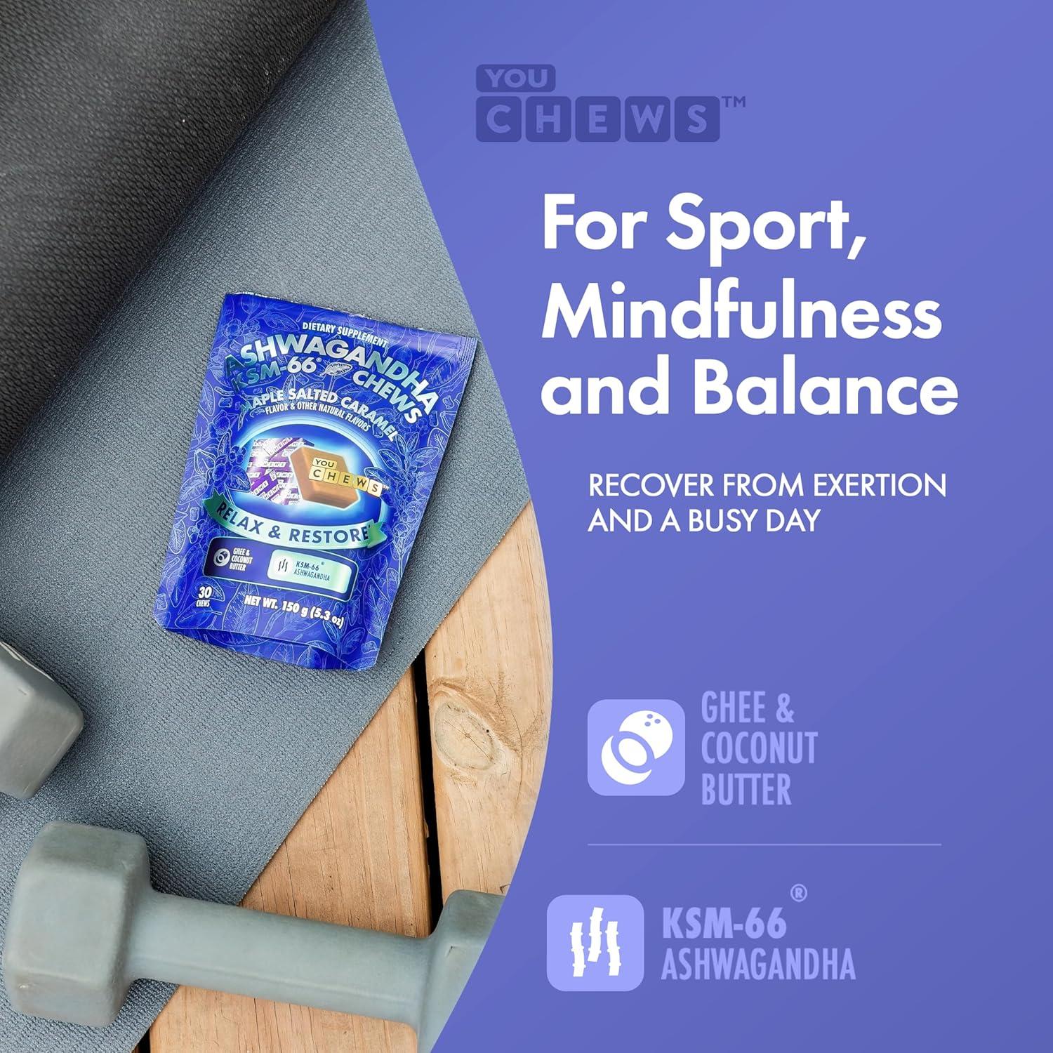 Caramelos de Ashwagandha KSM-66 YouChews 30 Unidades Sabor Caramelo