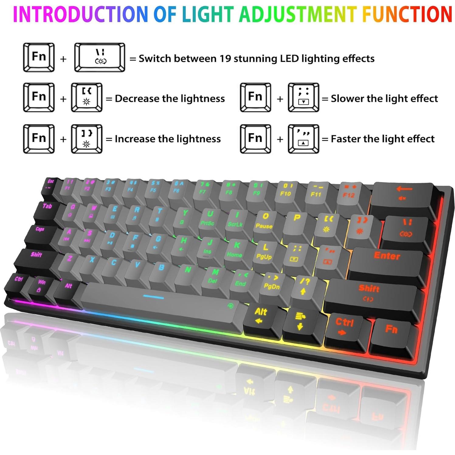 Teclado Mecánico Snupurdiri 60% Rojos Retroiluminado LED