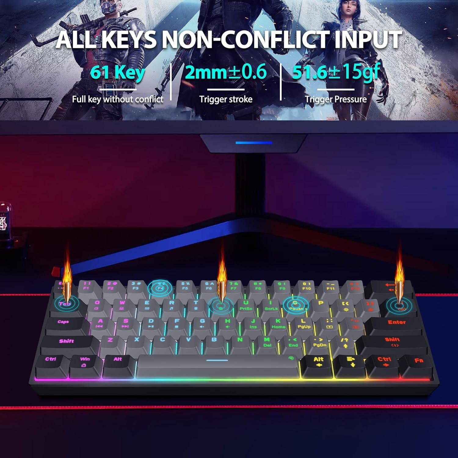 Teclado Mecánico Snupurdiri 60% Rojos Retroiluminado LED