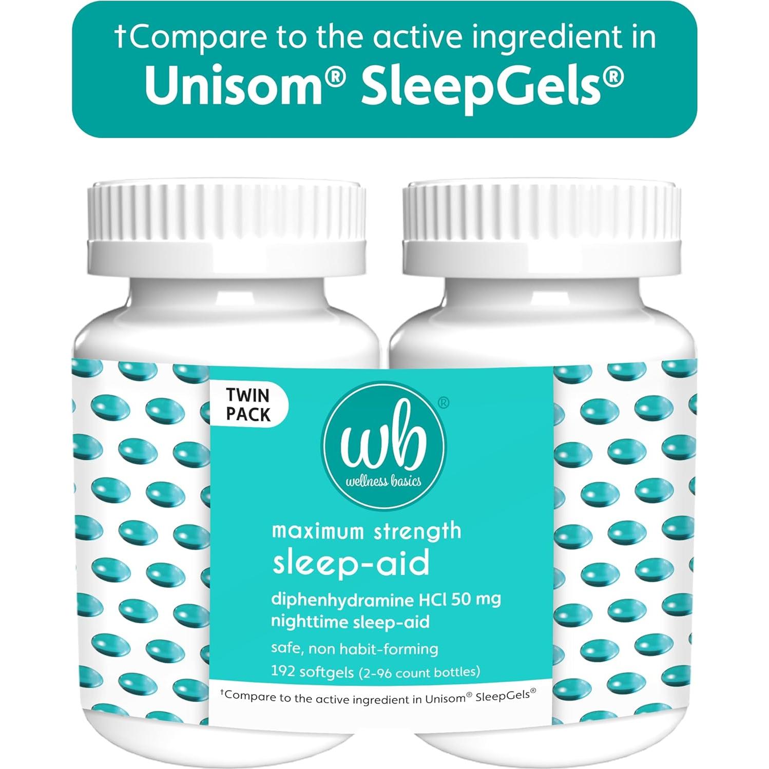 Diphenhydramina HCl 50 mg Wellness Basics - 192 geles blandos