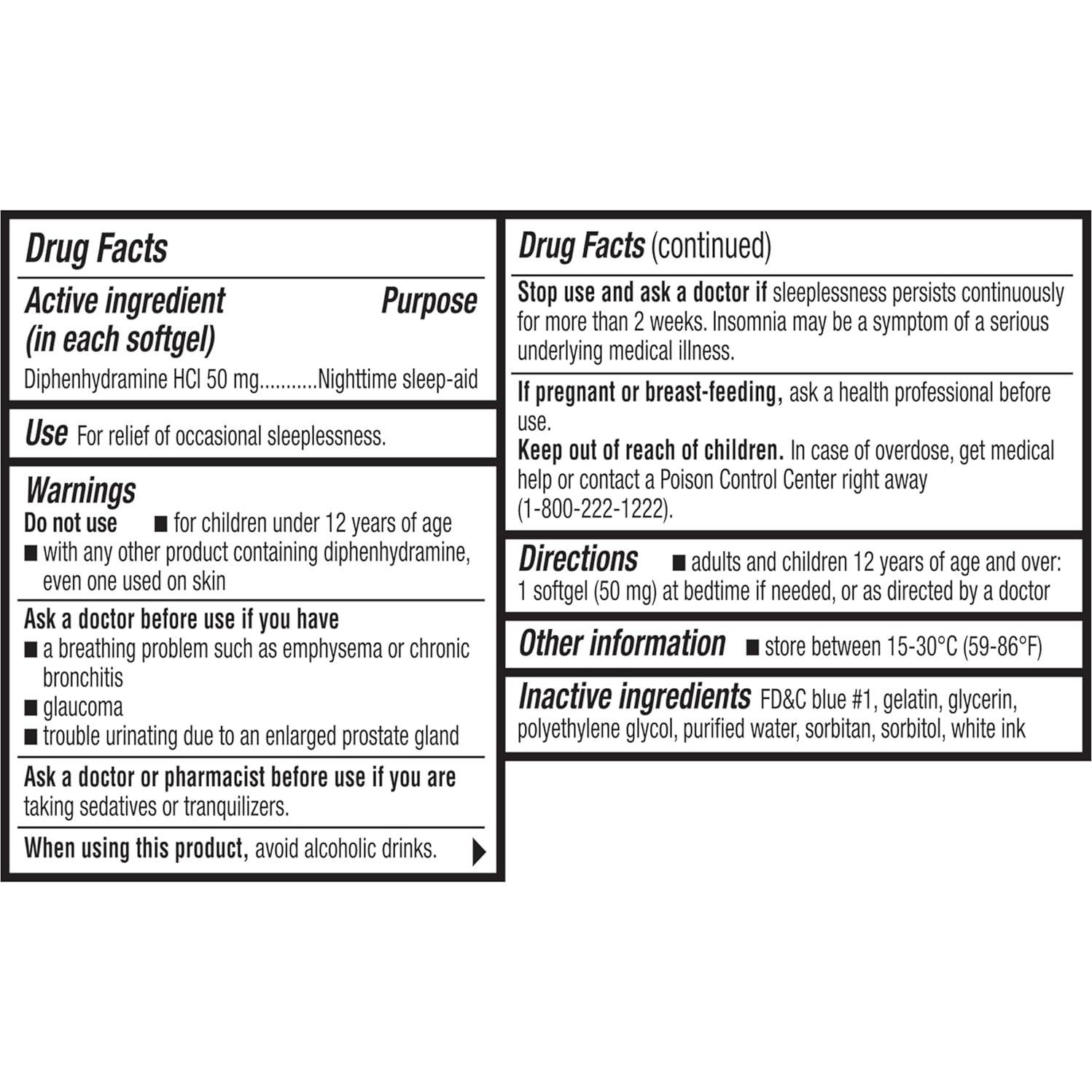 Diphenhydramina HCl 50 mg Wellness Basics - 192 geles blandos