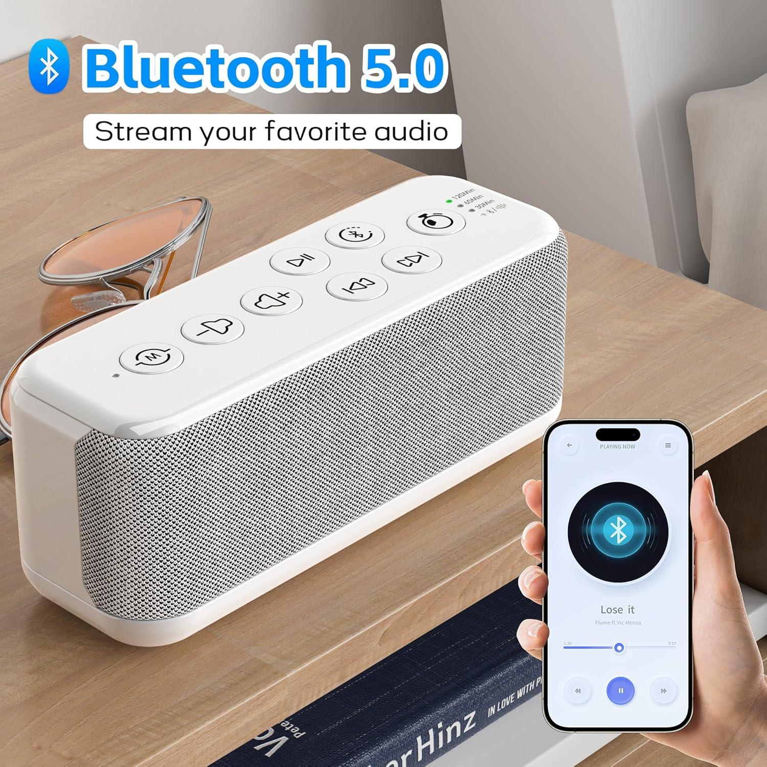 Máquina de Sonido Blanco PPLEE CR1016L con Bluetooth y Batería 3000mAh