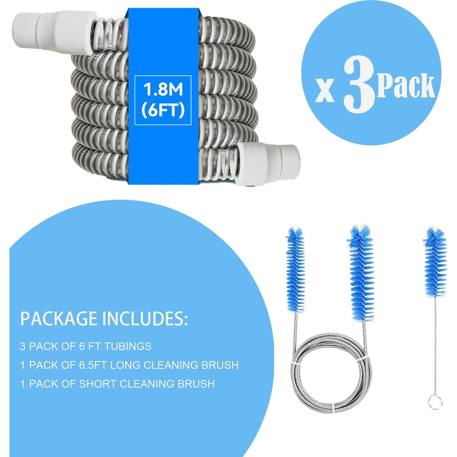 Pack de 3 Mangueras de 1.83 m para CPAP LonXFan con Cepillos