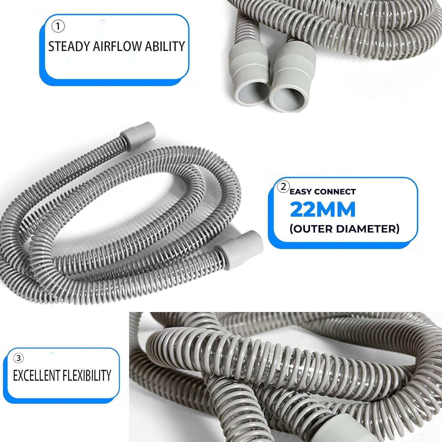 Pack de 3 Mangueras de 1.83 m para CPAP LonXFan con Cepillos