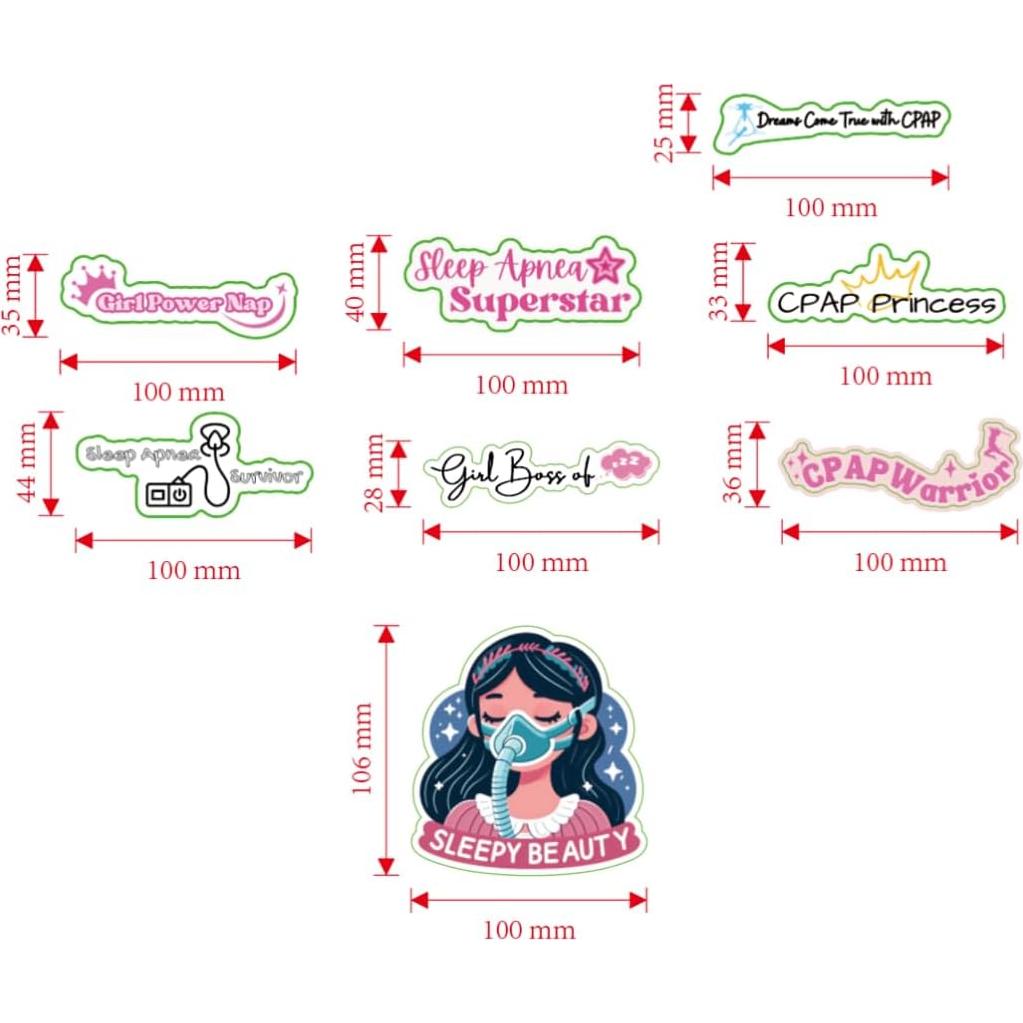 Conjunto de 8 Pegatinas de Conciencia sobre Apnea del Sueño