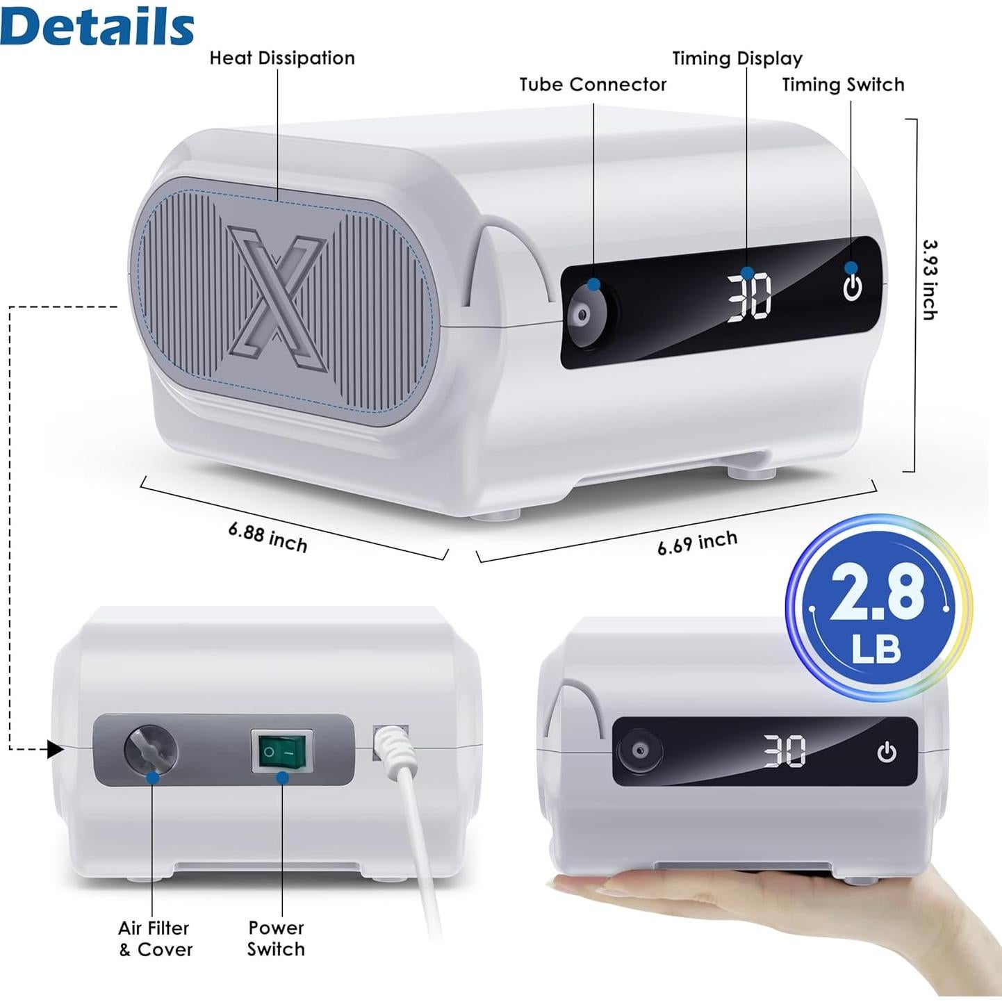 Nebulizador Digital Inteligente Hailie NF0109 con Pantalla LED