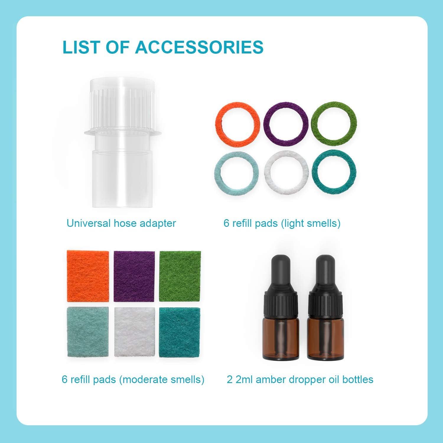 Adaptador de Aromaterapia CPAP Heathorn con 12 Almohadillas y 2 Botellas