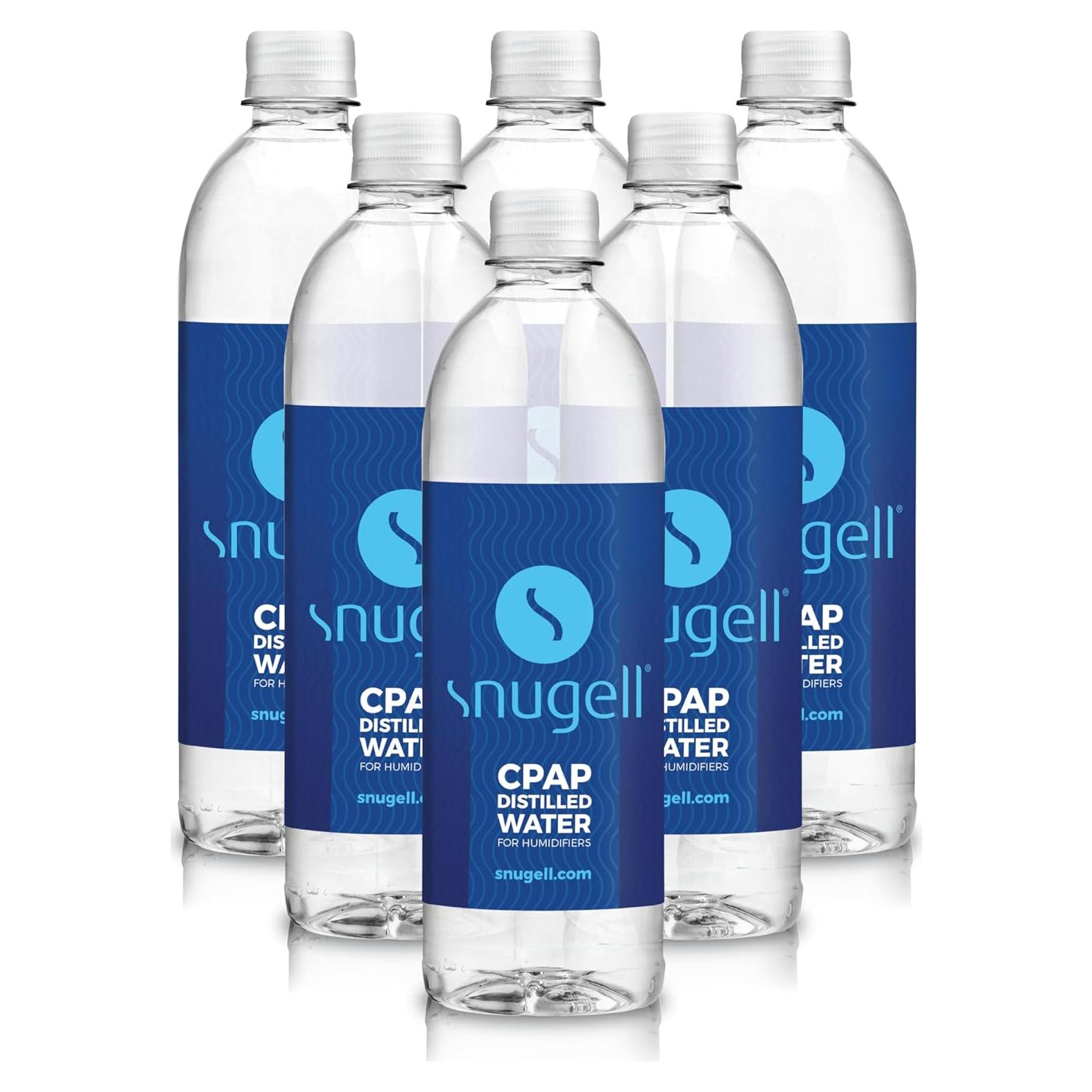 Agua Destilada Snugell para CPAP 20oz - Paquete de 6 Botellas