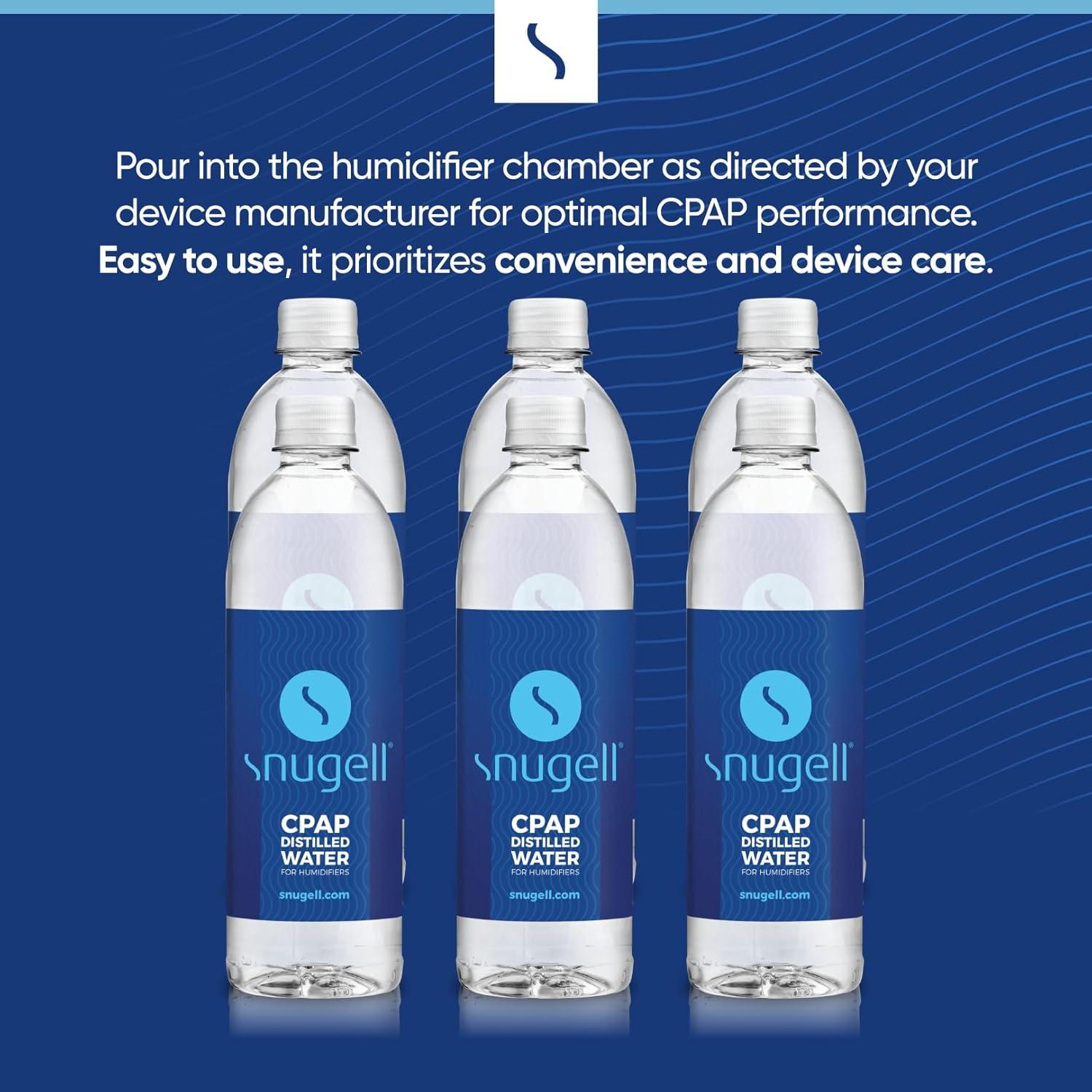Agua Destilada Snugell para CPAP 20oz - Paquete de 6 Botellas